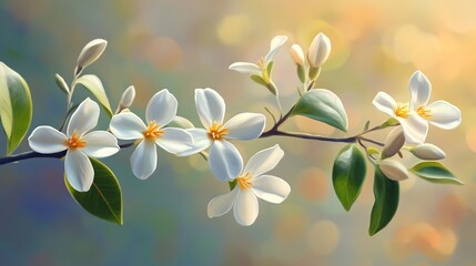 Fototapeta premium Beautiful white jasmine flowers