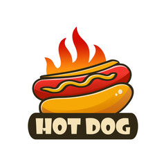 Hotdog logo vector with burning fire
