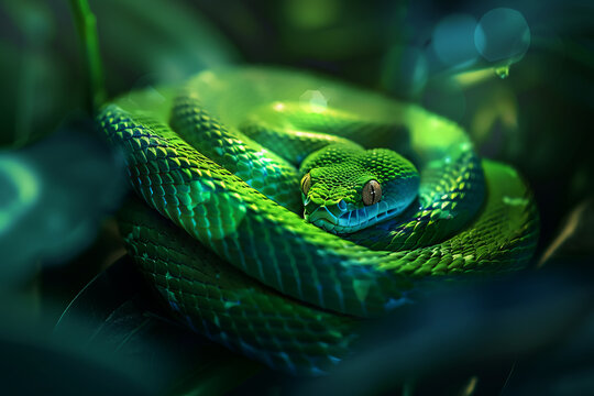 green snake on a branch