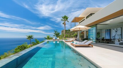 Fototapeta premium Luxury Villa with Infinity Pool and Ocean View