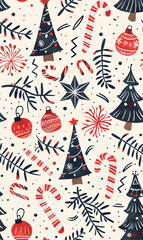 New Year and Christmas 2d cartoon or graphic advertising background, Seamless pattern