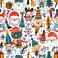 New Year and Christmas 2d cartoon or graphic advertising background, Seamless pattern