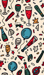 New Year and Christmas 2d cartoon or graphic advertising background, Seamless pattern