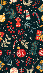 New Year and Christmas 2d cartoon or graphic advertising background, Seamless pattern