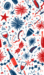 New Year and Christmas 2d cartoon or graphic advertising background, Seamless pattern