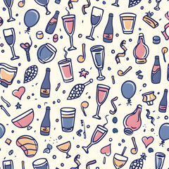 New Year and Christmas 2d cartoon or graphic advertising background, Seamless pattern