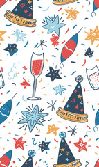 New Year and Christmas 2d cartoon or graphic advertising background, Seamless pattern