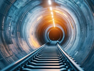 Fototapeta premium Excavation planning, holographic tunnel infrastructure, futuristic construction insights