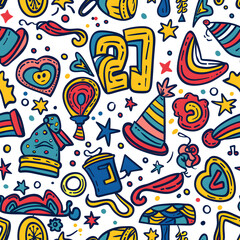 New Year and Christmas 2d cartoon or graphic advertising background, Seamless pattern