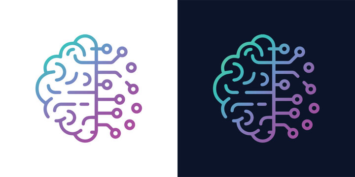 Artificial Intelligence AI Chip in Human Brain. Artificial Intelligence icon with Machine learning, digital skills, generative AI, AI technology, algorithm, virtual intelligence and future