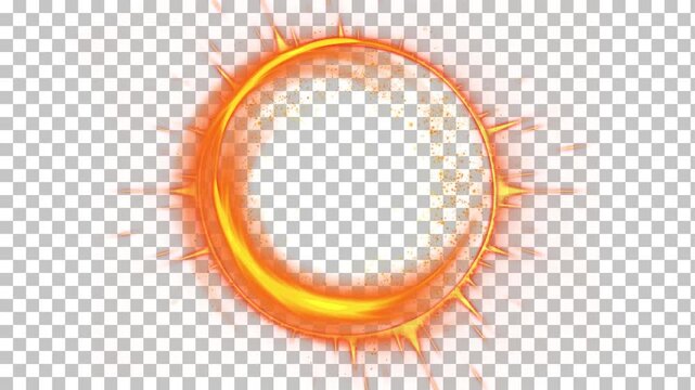 Abstract Fire glowing light circl,  Glowing Circular Energy Effect. Glowing Circle rotate on a transparent background. Fractal Lines. 4K
