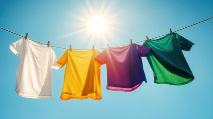 The colorful shirts drying