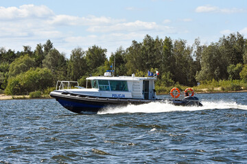 Obraz premium Polish Water Police near Mikoszewo, Baltic Sea