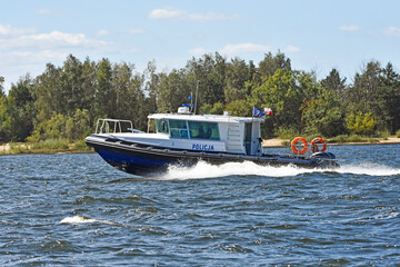 Obraz premium Polish Water Police near Mikoszewo, Baltic Sea