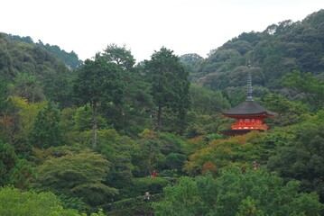 Red Temple on a green mountain