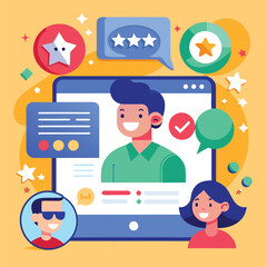 social media customer feedback review illustration