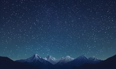 Obraz premium A simple vector illustration of a few snow capped mountains under the night sky, Generative AI