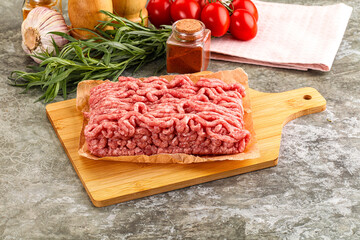 Raw uncooked red minced meat