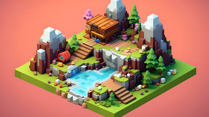 Upgrade Game 3d pixel Cartoon