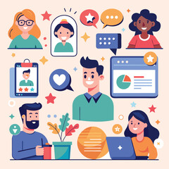 social media customer feedback review illustration