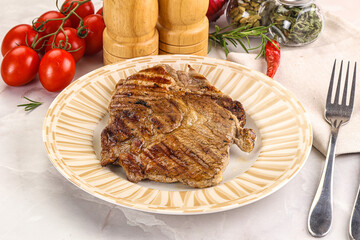 Grilled pork neck sirloin steak