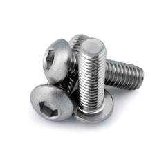 Close-Up of Stainless Steel Hex Socket Button Head Screws - Industrial Fasteners, High-Resolution Image for Manufacturing and Engineering Projects