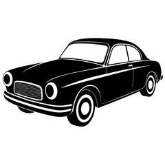 Naklejka premium Classic car on a white background silhouette vector illustration