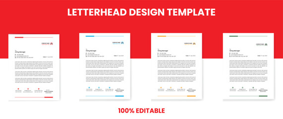 business style letterhead design template. Company letterhead template designs. 4 color letterhead