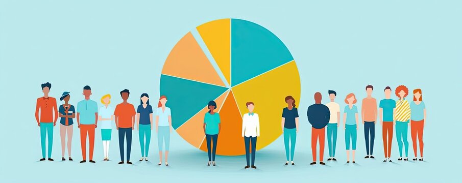Customer segmentation, dividing audience for targeting, flat design illustration