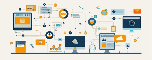 Customer feedback loop, integrating insights into strategy, flat design illustration