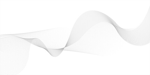 Elegant abstract smooth swoosh speed gray wave modern stream background. Abstract wavy stripes on white background isolated. Creative line art. Vector illustration