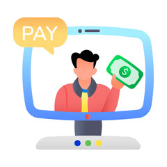 Online payment icon in flat style 