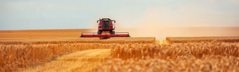 Obraz premium A harvester working in the field, 
