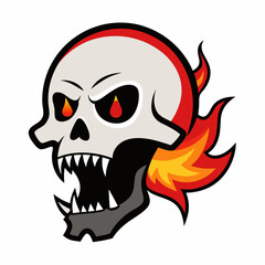 skull with a tattoo on a white background silhouette vector illustration