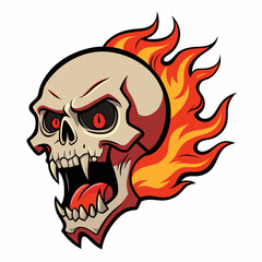 skull with a tattoo on a white background silhouette vector illustration