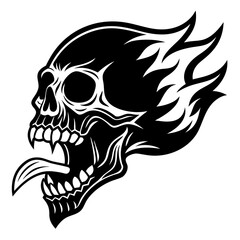 skull with a tattoo on a white background silhouette vector illustration