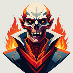 skull with a tattoo on a white background silhouette vector illustration