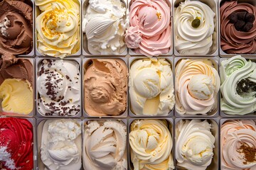 Large assortment of artisanal Italian ice cream