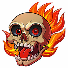 skull with a tattoo on a white background silhouette vector illustration