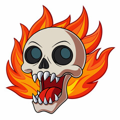 skull with a tattoo on a white background silhouette vector illustration