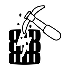 An icon of money mining in glyph style 