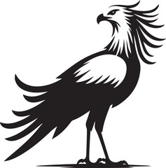 Secretary Bird vector silhouette illustration