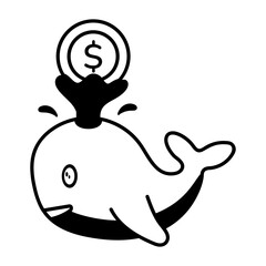 A glyph icon of money whale 
