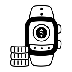 A glyph icon of smartwatch payment 