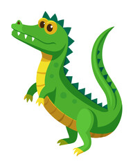 Cute Green Cartoon Crocodile Vector Illustration for Kids Educational Materials or Storybooks