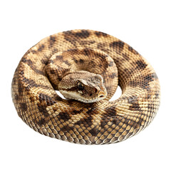 Naklejka premium Photography of a Coiled Rattlesnake on Plain Transparent isolated png Background with High Detail
