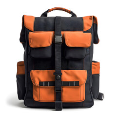 Naklejka premium Multi pocket backpack isolated on white background