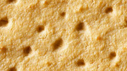 Extreme close-up of a single shortbread cookie surface texture. Pale golden, dense and slightly crumbly texture with tiny pock marks.