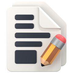 White File with sign edit 3D Icon Illustration. Low Poly Style