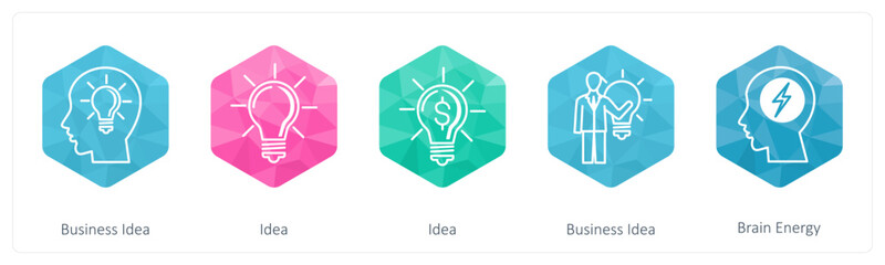 A set of 5 Business icons as business idea, idea, business